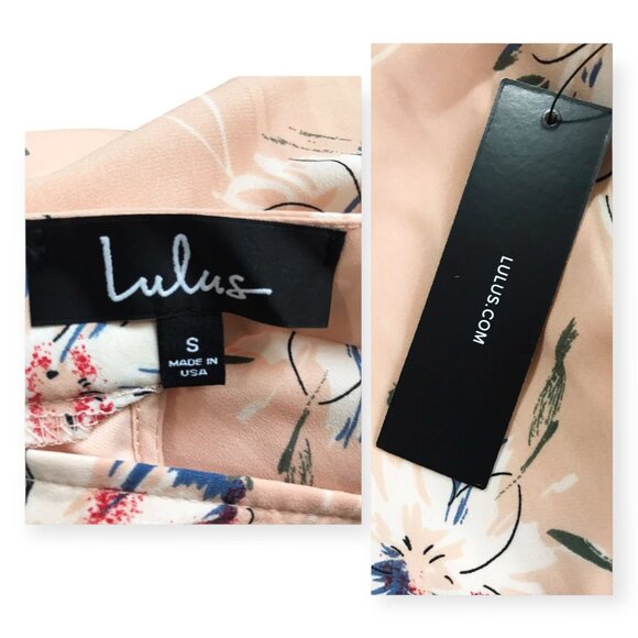 Lulus Merci Bouquet Floral Swing Dress Size S Peach Pink NWT - Picture 6 of 16